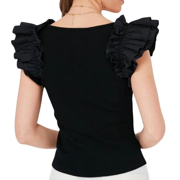 Pomander Place Rita Ruffle Sleeve Top Black Tuckernuck Size Small - Picture 3 of 6